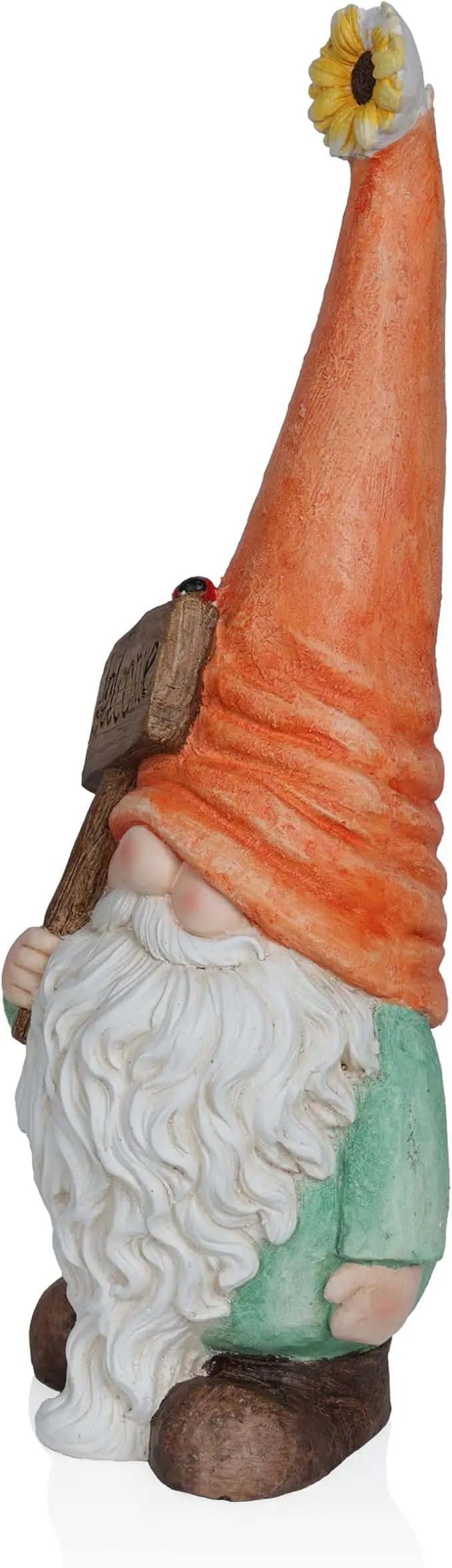 Alpine Corporation MCC848 Indoor/Outdoor Gnome with "Welcome" Sign Garden Statue, Charming Gnome with Hat, 26"H, Orange by GreenHaven Gardens