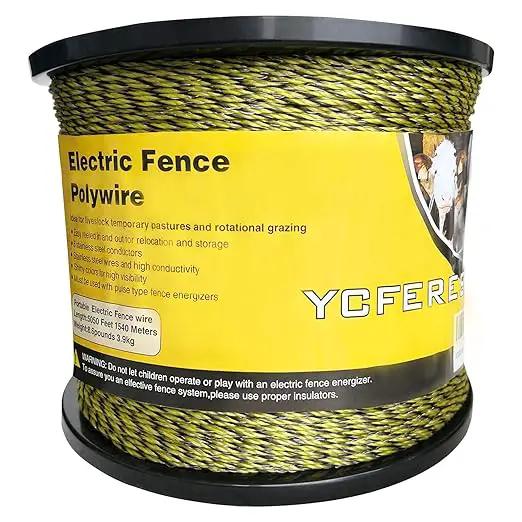 Upgraded Electric Fence Polywire 5050 Feet 1540 Meters, 6 Stainless Steel Strands for Reliable Conductivity and Rust Resistance, Portable Electric Fencing,UV, Rust Resistant by GreenHaven Gardens