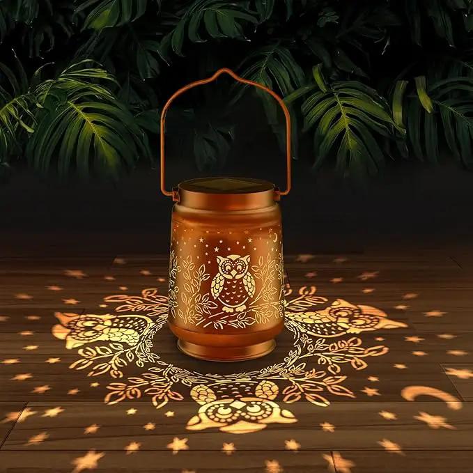 Outdoor Solar Lanterns Waterproof - Metal Hanging Lights Outdoor Decorative, Solar Powered Lamp for Patio Yard Garden Decor, Birthday Gifts for Women (1 Pack, Owl Shape) by GreenHaven Gardens