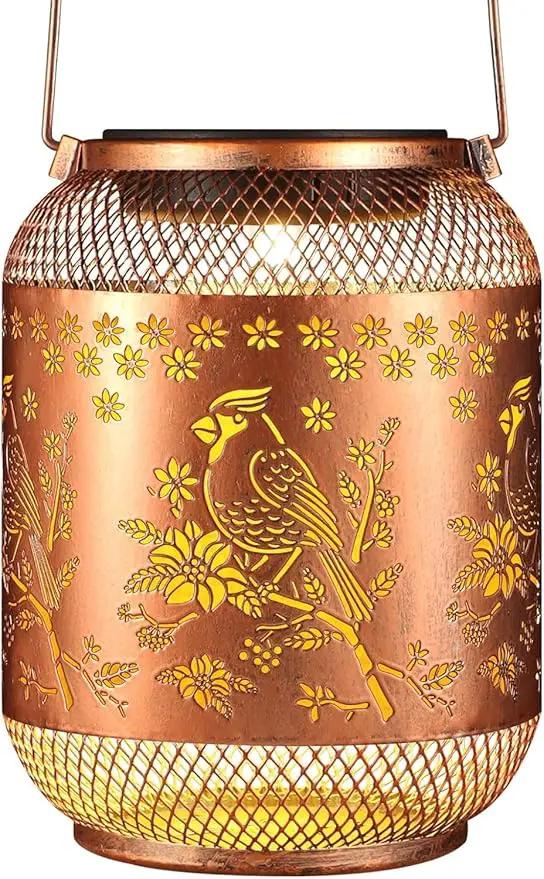 Solar Lanterns Outdoor Waterproof Christmas Birthdays Gifts for Women Mom Grandma Butterfly Garden Decor Metal Hanging Solar LED Lights for Patio(Red Bird-2P) by GreenHaven Gardens