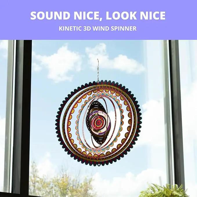 VP Home Sunrise Mandala Kinetic Wind Spinner for Yard and Garden Wind Spinner Outdoor Metal Large Hanging Mandala Decor 3D Garden Art Wind Sculpture Spinners by GreenHaven Gardens