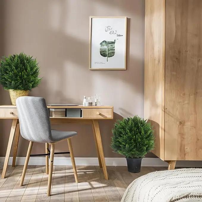 22''T Artificial Cedar Topiary Ball Tree 2 Pack, Outdoors Artificial Shrubs Faux Plants Uv Rated Perfect for Outdoor, Indoor - Easy to Install. by GreenHaven Gardens