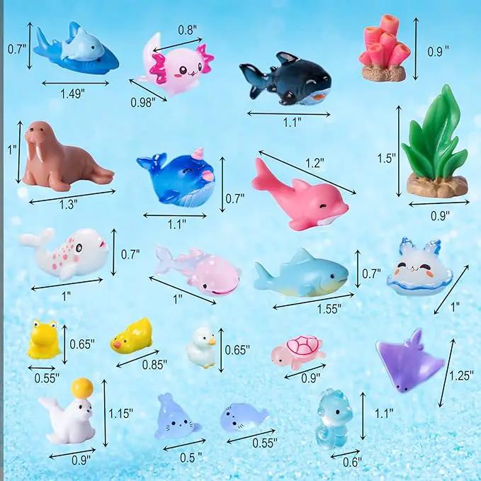 45 Pcs Mini Ocean Resin Animals Marine Miniature Animals Figurines Tiny Sea Animals Small Plastic Animals Micro Aquarium Ornaments Décor for DIY Fish Tank Fairy Garden Dollhouse Accessories by GreenHaven Gardens