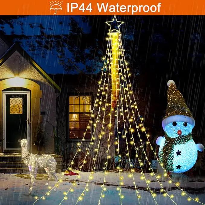 cerflyer (New) Christmas Decoration, String Lights with 12/'' Iron Star Tree Topper, 320 LED 8 Modes Waterproof Indoor Outdoor for Home, Christmas, Holiday - Warm White, YLS1000WD01 by GreenHaven Gardens