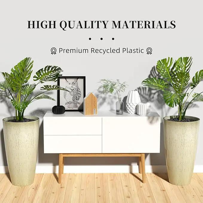 QCQHDU 21 inch Tall Planters for Indoor & Outdoor Plants, 2 Pack Sturdy Plant-Flower-Tree Pots for Front Porch Patio Deck Living Room Decor by GreenHaven Gardens