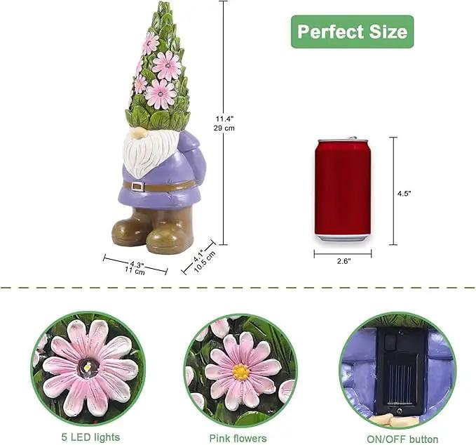 Nacome Solar Garden Outdoor Statues Gnome with Succulent and 7 LED Lights - Lawn Decor for Patio, Balcony, Yard Ornament - Unique Housewarming Gifts by GreenHaven Gardens