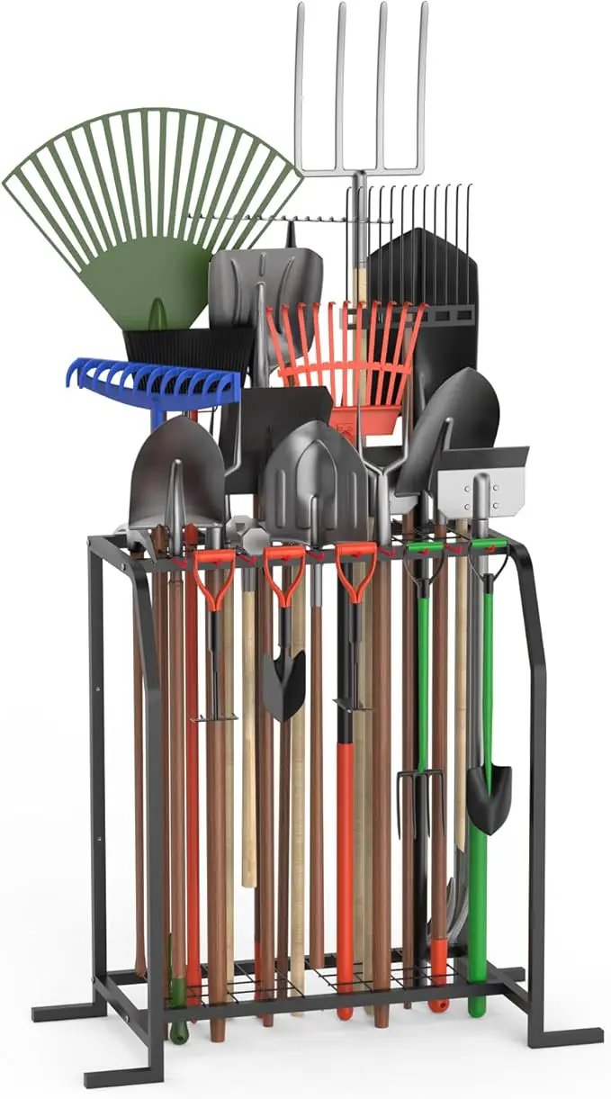 Trieez Extra Large Garden Tool Organizer for Garage, NEVER FALL OVER - Yard Tool Organizer Garage for Organization and Storage, Tool Rack for Shed, Outdoor, Tool Stand by GreenHaven Gardens