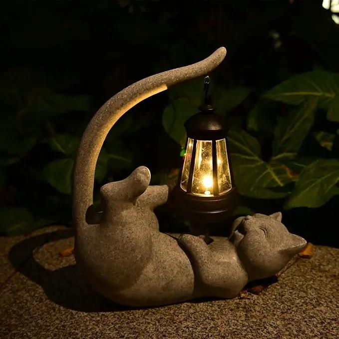 Solar Cat Garden Statue 10 Inch Porch Patio Decor for Outside Yard Decoration Outdoor Unique Housewarming Gardening Birthday Gifts for Cat Lovers Women Grandma by GreenHaven Gardens