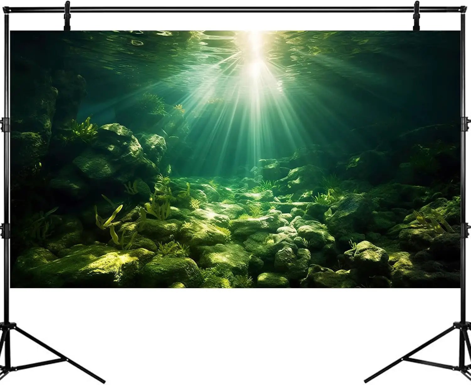 Underwater Sunray Aquarium Background Deep Ocean Rock Cave Fish Tank Background Under The Sea Coral Reef Aquarium Backgrounds Ocean Floor Tropical Fish Terrarium Backgrounds 30x18in by GreenHaven Gardens