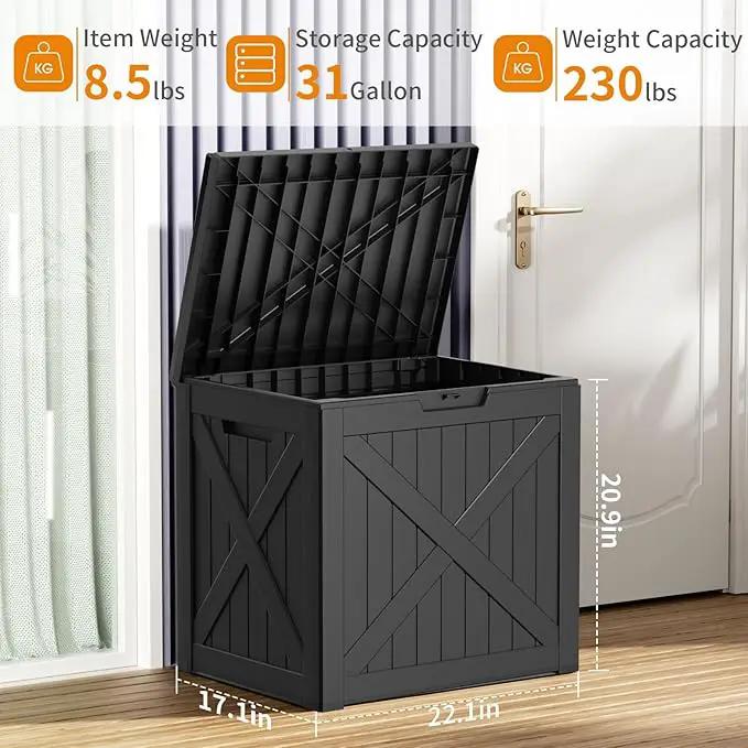 DRATO 32 Gallon Deck Box X pattern, Outdoor Storage Box for Patio Cushion, Sports Equipment, Garden Tools,Waterproof Patio Storage box, Lockable by GreenHaven Gardens