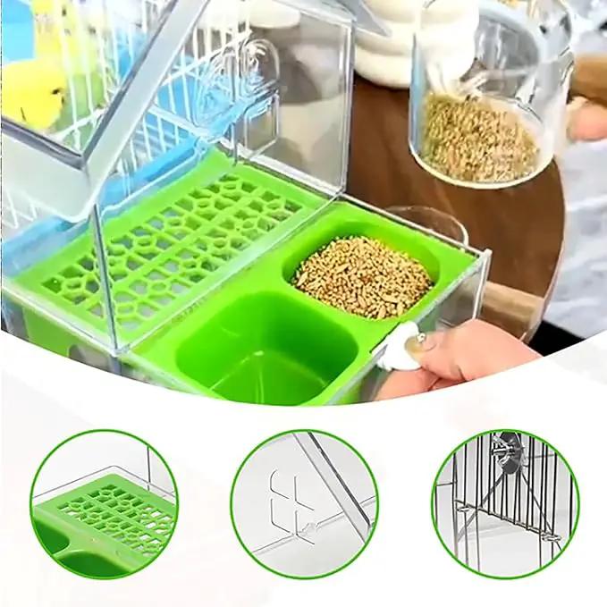 Ziveseller/Sowhathow Pull-Out External Parrot Feeder, Parrot Feeder Parakeet House Bird Bath Transparent Dish Water, Hanging Wild Bird Seed with Squirrel Proof Tray (Mix*2) by GreenHaven Gardens