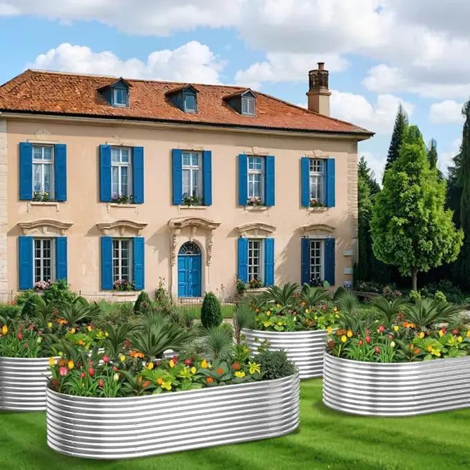 FRIZIONE 2pcs Tall 8x4ft Galvanized Raised Garden Bed Outdoor,Steel Garden Bed for Vegetables,Above Ground Garden Box for Flower,Metal Raised Beds for Gardening by GreenHaven Gardens