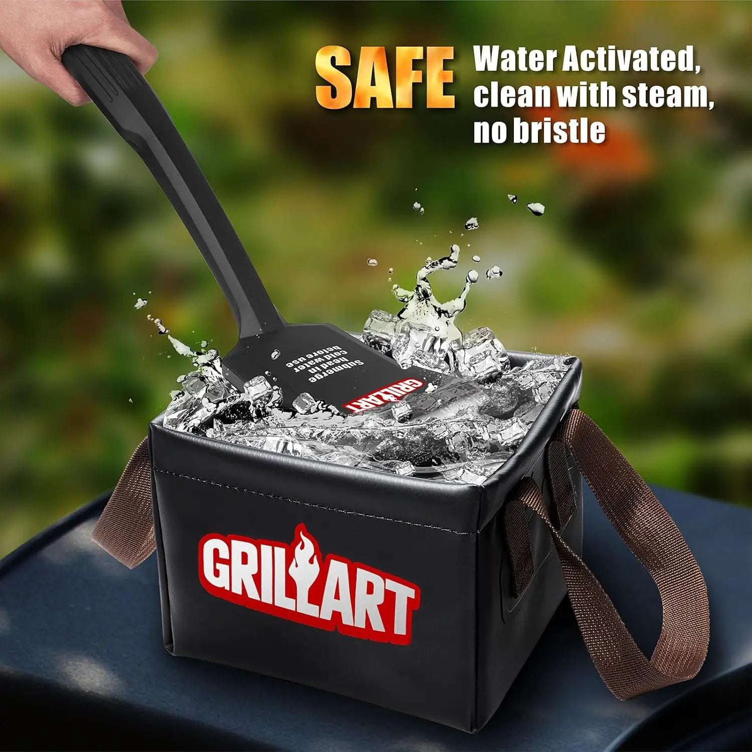 GRILLART Grill Brush Bristle Free, SteamWizards [Ultra Safe & Efficient] Grill Cleaner Brush with 1 Replacement Head, for Cast Iron and Stainless Steel Grates, BBQ Grill Brush for Outdoor Grill by GreenHaven Gardens