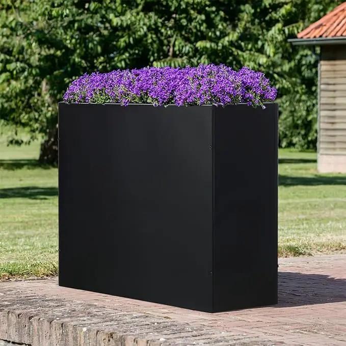 SUNNYPARK Large Metal Planter Box 32”x 12”x 24”, Rectangular Modern Black Metal Planter Box Heavy Duty with Drainage Holes for Outdoor Garden Patio by GreenHaven Gardens