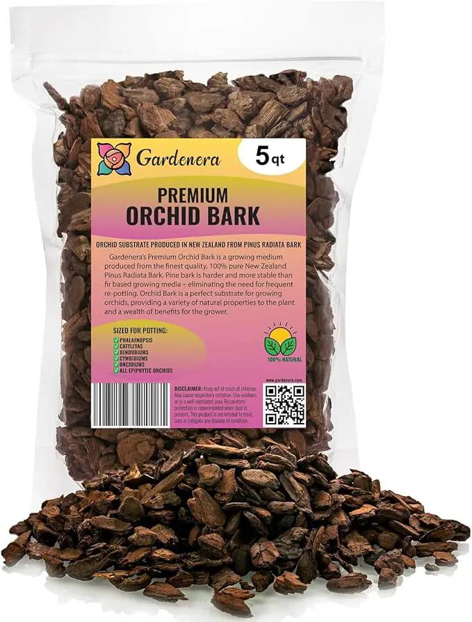 Premium Grade New Zealand Pinus Radiata Bark by Gardenera - Organic Hand Mixed New Zealand Pine Bark for Orchids - Medium Chips 9-12mm - 5 Quart by GreenHaven Gardens