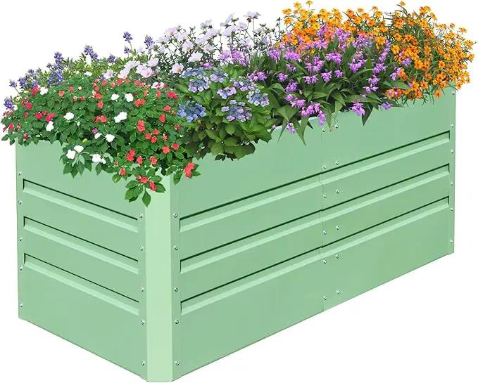 SnugNiture 4x2x2FT Raised Garden Bed Galvanized Planter Garden Boxes Outdoor, Deep Root Planter Raised Bed for Vegetables Flowers Herbs,Green by GreenHaven Gardens