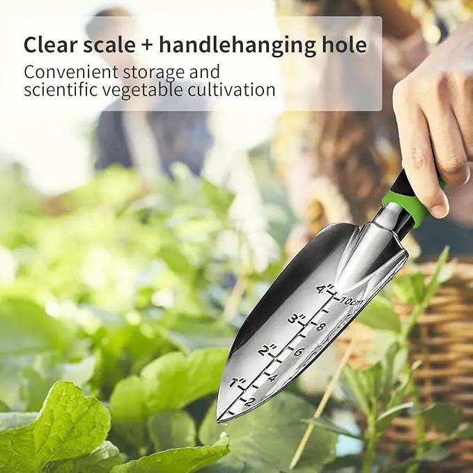 Gardening Hand Tool Set 3 Pack - MDSXO Heavy Duty Gardening Kit with Non-Slip Soft Ergonomic Handle, Great Garden Gift for Women Men[Stainless Steel] by GreenHaven Gardens
