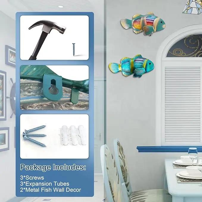 LIFFY Metal Fish Wall Decor - Outdoor Metal Wall Art - Coastal Wall Decor - Hanging Decoration for Garden, Fence, Living Room, Bedroom | Wall Art (11.8", 2 pcs) by GreenHaven Gardens