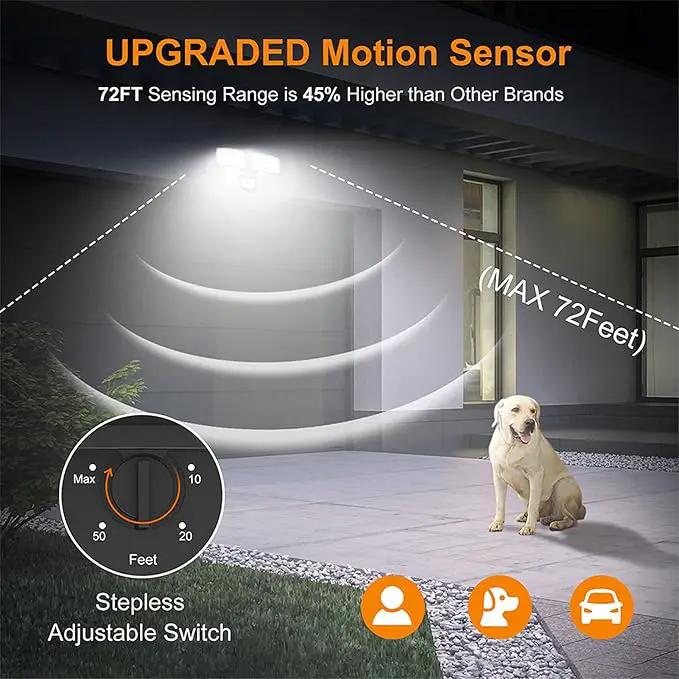 LEPOWER LED Security Lights Motion Sensor Light Outdoor, 30W 3200LM Motion Security Light, 5500K, IP65 Waterproof, 2 Head Motion Detector Flood Light for Garage, Yard, Porch, Black (Not Solar Powered) by GreenHaven Gardens