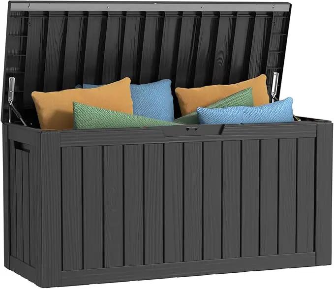 80 Gallon Outdoor Storage Box – Waterproof Deck Box for Garden & Patio,Black by GreenHaven Gardens
