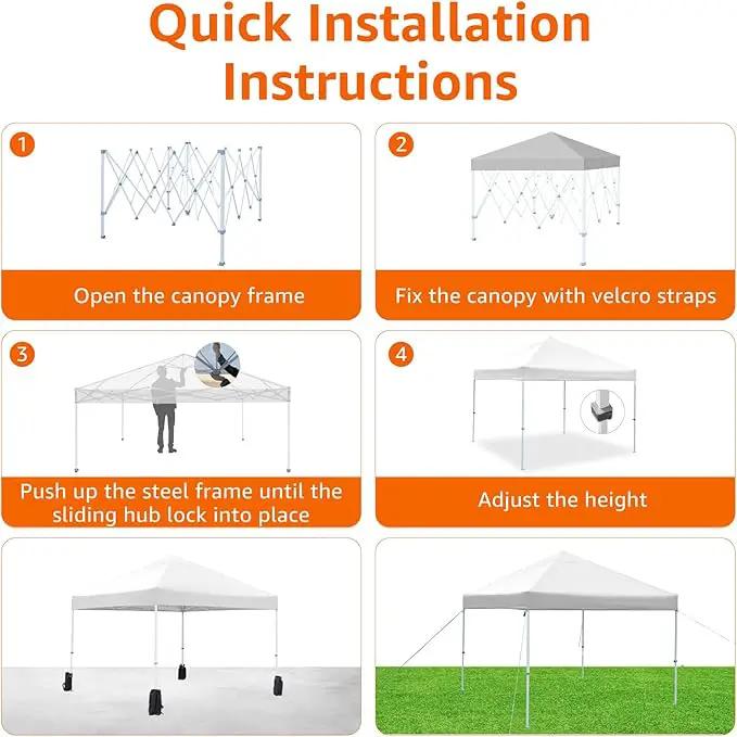 Amazon Basics Outdoor Pop Up 10 x 10 Canopy Tent for Events, Portable with Easy Setup, One-Push, Includes Wheeled Carry Bag, 8 Pegs, 4 Ropes, 4 Weighted Bags, White by GreenHaven Gardens