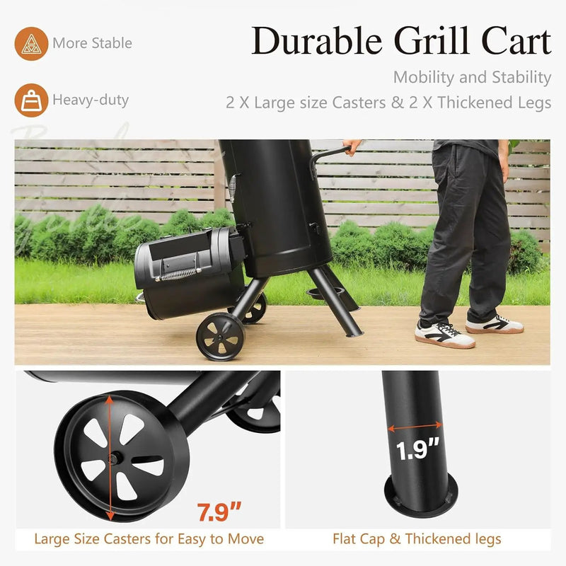 Sophia & William Heavy-Duty Vertical Offset Charcoal Smoker Extra Large Outdoor BBQ Gill with Offset Smoker, 961 SQ.IN. Cooking Area with Warming Tray,Push-out Ash Tray for Event Gathering, Black by GreenHaven Gardens