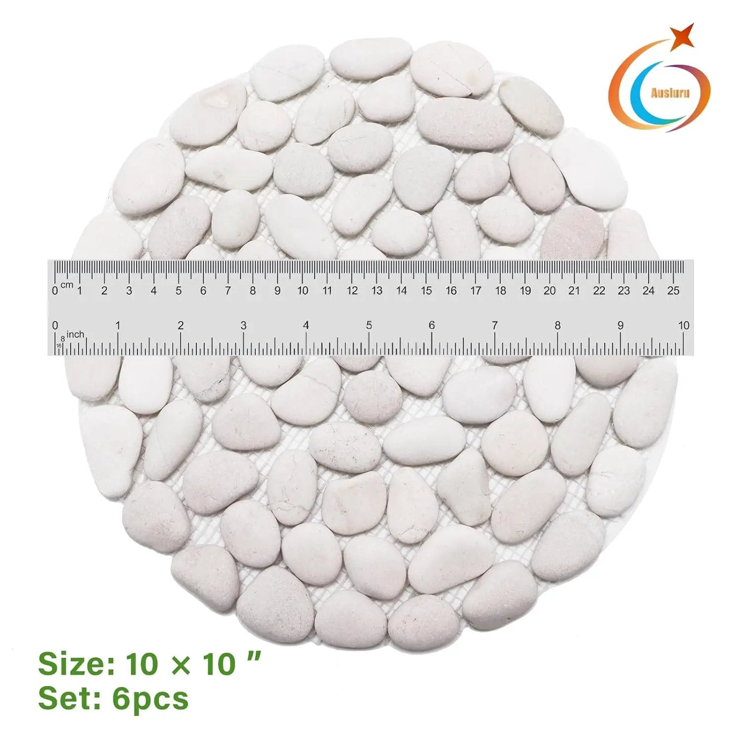 10in River Rock Stepping Stones Set - 6 Pack | Polished Pebble | Long-Lasting PVC Mesh Backing | Perfect for Garden Paths and Lawns Outdoor Landscaping Decoration | Rhombus and Round Set by GreenHaven Gardens