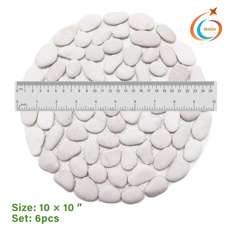 10in River Rock Stepping Stones Set - 6 Pack | Polished Pebble | Long-Lasting PVC Mesh Backing | Perfect for Garden Paths and Lawns Outdoor Landscaping Decoration | Rhombus and Round Set by GreenHaven Gardens