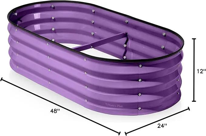 Galvanized Raised Garden Beds Outdoor // 4×2×1 ft Planter Raised Beds for Gardening, Vegetables, Flowers (Purple) // Large Metal Garden Box by GreenHaven Gardens