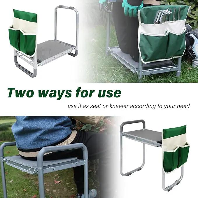 PLKO Multifunctional Garden Kneeler and seat Heavy Duty,Foldable Garden Bench for Kneeling and Sitting with Soft EVA Kneeling Pad and Large Tool Bag for Gardening Lovers by GreenHaven Gardens