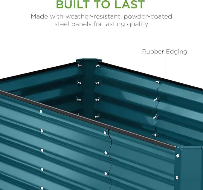Best Choice Products 4x2x2ft Outdoor Metal Raised Garden Bed, Deep Root Planter Box for Vegetables, Flowers, Herbs, and Succulents w/ 119 Gallon Capacity - Peacock Blue by GreenHaven Gardens