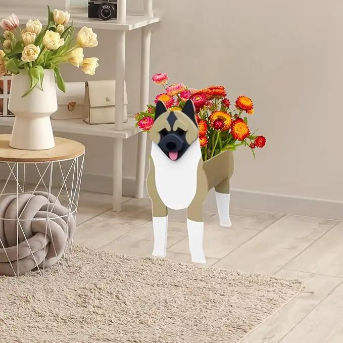 American Akita Dog Planter Plant Pots,Cute Garden Dog Flower Planter,Dog Planters Birthday Gifts for Women,Office,Indoor/Outdoor Decor（9.45 * 6.1 * 13.39in） by GreenHaven Gardens