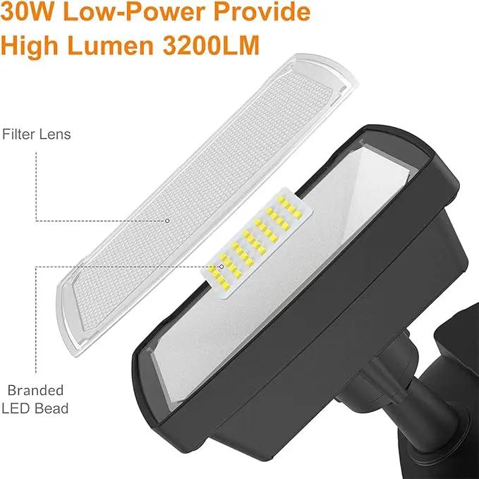LEPOWER LED Security Lights Motion Sensor Light Outdoor, 30W 3200LM Motion Security Light, 5500K, IP65 Waterproof, 2 Head Motion Detector Flood Light for Garage, Yard, Porch, Black (Not Solar Powered) by GreenHaven Gardens