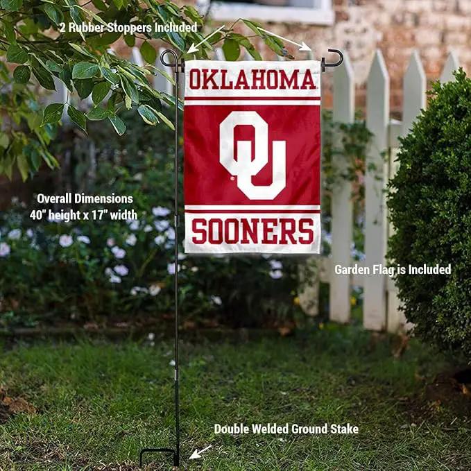College Flags & Banners Co. Oklahoma Sooners Garden Flag with Stand Holder by GreenHaven Gardens