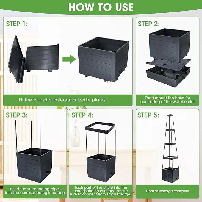 Raised Garden Bed Planter Box with Trellis, 58” Tomato Cage Planter Raised Garden Bed with Trellis for Climbing Vegetables Plants Tomato Cage w/Self-Watering, Indoor Outdoor Use (2) by GreenHaven Gardens