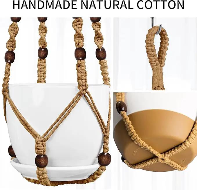 3 Pack Macrame Plant Hanger - 35"/29"/23" Different Sizes, Hanging Planter Basket Flower Pot Holder for Indoor Outdoor, Boho Home Decor, Brown (POTS NOT Included) by GreenHaven Gardens