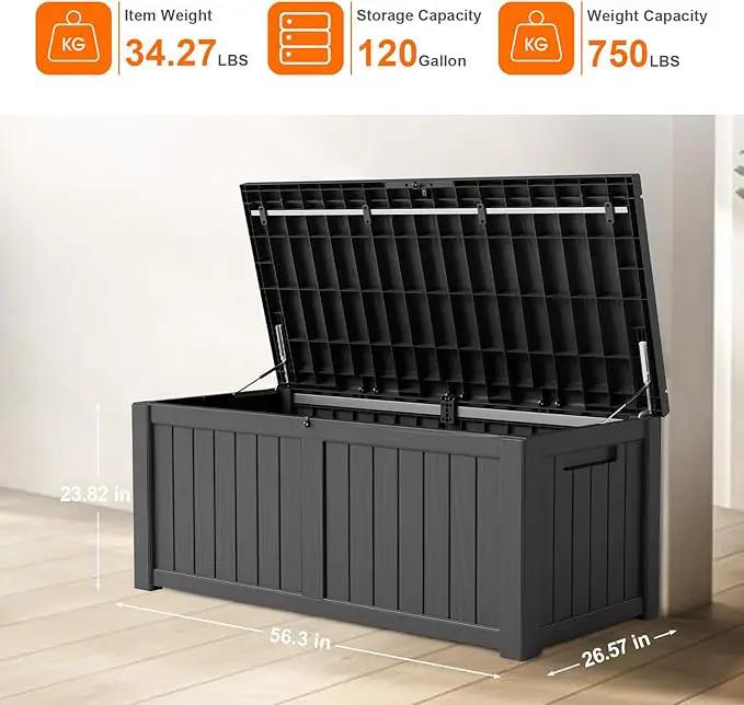 DRATO 120 Gallon Large Deck Box, Outdoor Storage Box for Patio Furniture, Patio Cushions, Gardening Tools, Pool Supplies,660lbs Weight Capacity,Waterproof Resin Storage Boxes by GreenHaven Gardens