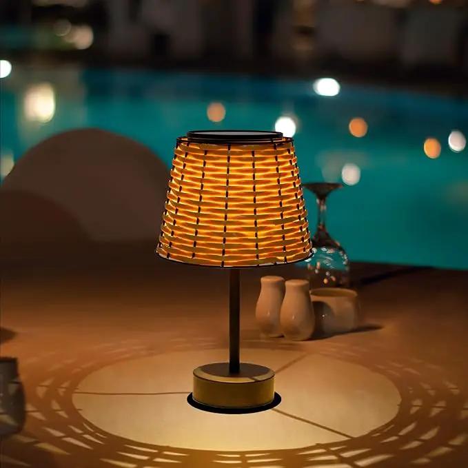 Solar Table Lamps for Outside,Handmade Rattan Woven LED Desk Outdoor Lamp Waterproof Boho Decoration for Garden,Yard,Patio,Porch,Trees,Lawn,Pathway(Austin Natural Brown) by GreenHaven Gardens