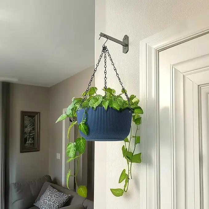 T4U 10 Inch Hanging Planters for Indoor Outdoor Plants, Hanging Baskets for Plants Pack of 2, Self Watering Hanging Pots with Drainage Hole for Garden Home Decor, Blue by GreenHaven Gardens
