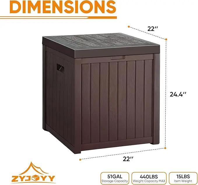 51 Gallon Resin Deck Box, Outdoor Storage Box Waterproof for Patio, Garden, Pool, and Deck, Storage Solution for Cushions, Tools, Delivery Packages, Brown by GreenHaven Gardens