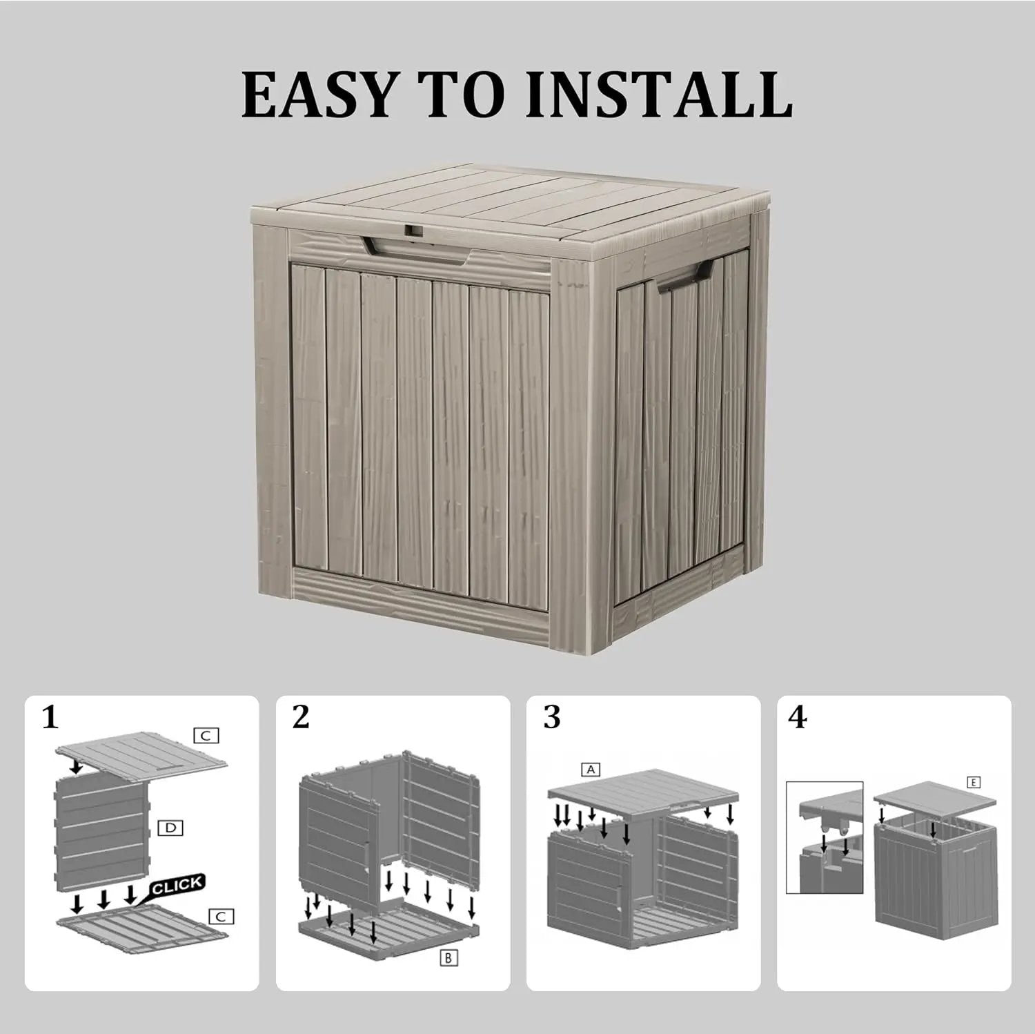 35 Gallon Waterproof Large Resin Deck Box Indoor/Outdoor Lockable Storage Container and Seating for Garden, Pool, and Patio (35 Gallon, Grey) by GreenHaven Gardens