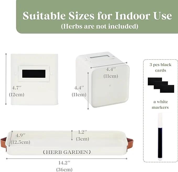 PERFNIQUE Indoor Herb Garden, Herb Garden Planter Set with Tray, Farmhouse Indoor Plant Pots, Windowsill Herb Garden with Drainage(Planter only) for Indoor/Outdoor, Window Pots(White) by GreenHaven Gardens