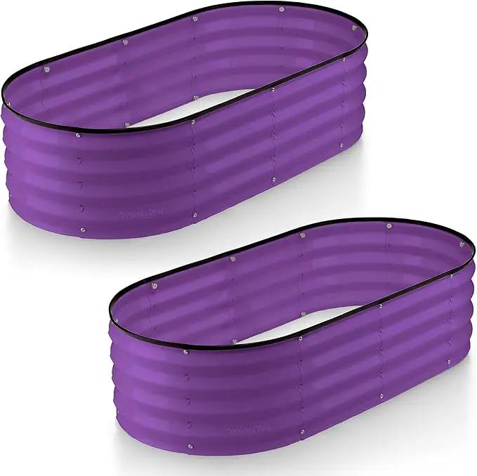 Galvanized Raised Garden Beds Outdoor // 4×2×1 ft (2-Pack) Planter Raised Beds for Gardening, Vegetables, Flowers // Large Metal Garden Box (Purple) // Patented Tool-Free Design by GreenHaven Gardens