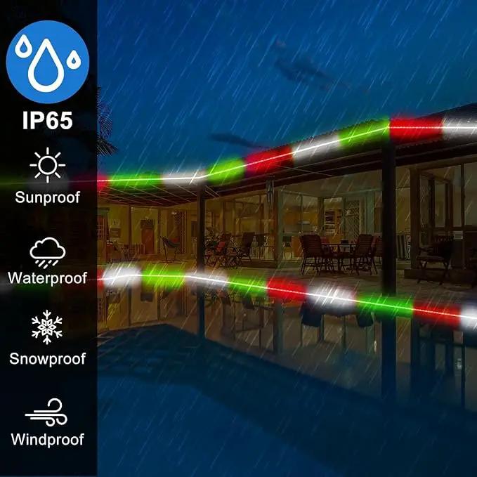 Christmas Rope Lights Outdoor, 50Ft 600 LED Red White Green String Light, Waterproof Tube Light Plug in 8 Modes Timer Memory, Permanent Christmas Lights for Tree Fence Garden Party Decorations by GreenHaven Gardens