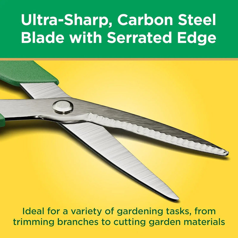 Miracle-Gro 8 in. All-Purpose Steel Garden Utility Shears with Serrated Blades – Comfort Grip Yard and Garden Scissors for Pruning Plants, Flowers, and Herbs by GreenHaven Gardens