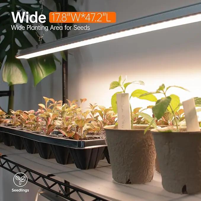 Plant Shelf with Grow Lights, 5 Tier Large Tall Plant Stand with 3FT T5 144w Grow Light for Indoor Plants, 3 Mode Full Spectrum LED Plant Light with wheel and Timer for Seedling, 47.2x17.8x71IN by GreenHaven Gardens
