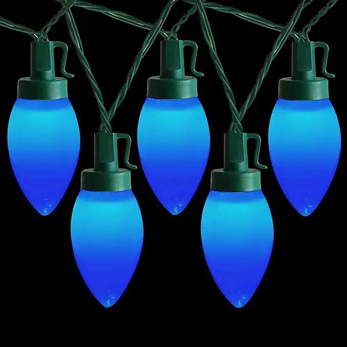 C9 Christmas Lights Outdoor 50 LED Blue Strawberry 34.5ft Waterproof Xmas String Light for Garden Yard Home Party Holiday Christmas Tree Indoor Decoration(Blue) by GreenHaven Gardens