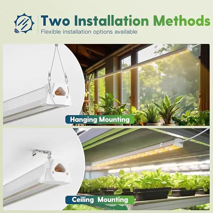 FREELICHT 2 Pack 4FT LED Grow Light, 40W (250W Equivalent), Full Spectrum Sunlight Growing Lamp Fixture, Linkable Hanging Plant Light for Hydroponic Indoor Plants Seeding, Plug-in with On/Off Switch by GreenHaven Gardens