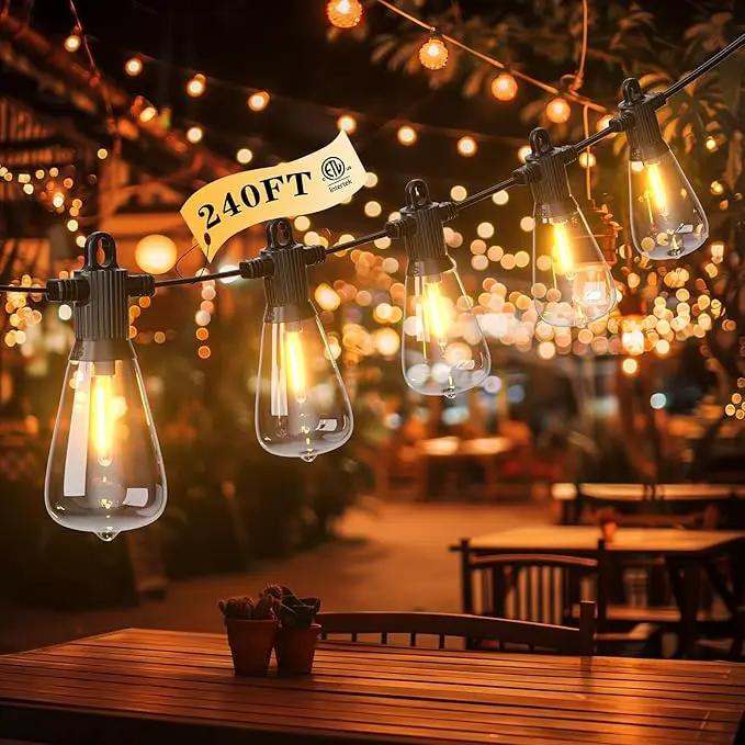 FOOMAN LED Outdoor String Lights, 240FT Outside Waterproof Patio Lights with 120+4 Shatterproof ST38 Edison Bulbs, 2700K Warm White Hanging Light, Dimmable Light for Backyard Garden Bistro Party Cafe by GreenHaven Gardens