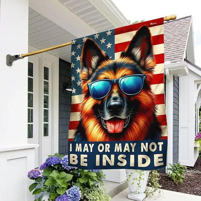 American Flag-Funny German Shepherd Dog American Flag TQN2748F, House Flag (29.5" x 39.5")-USA Flags Premium Polyester-Decorative Indoor Outdoor Flag by GreenHaven Gardens